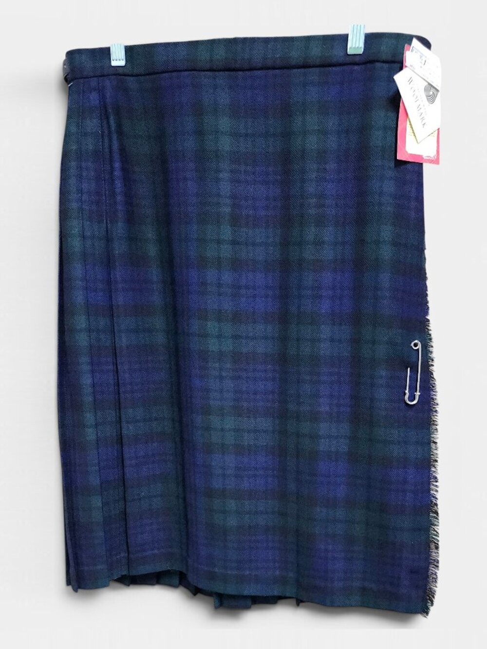 NEW Women's Pure Wool Scottish Highland House Black Watch Kilt Blue/Green Sz 16